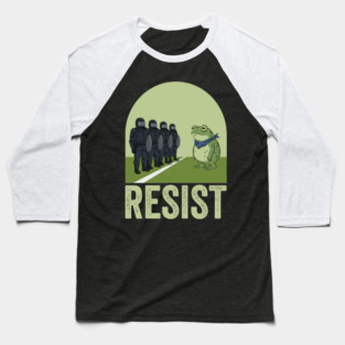 Resist Frog - Portland Protest Activist Vintage Poster Baseball T-Shirt