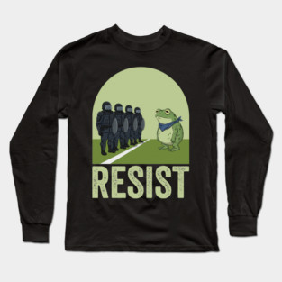 Resist Frog - Portland Protest Activist Vintage Poster Long Sleeve T-Shirt