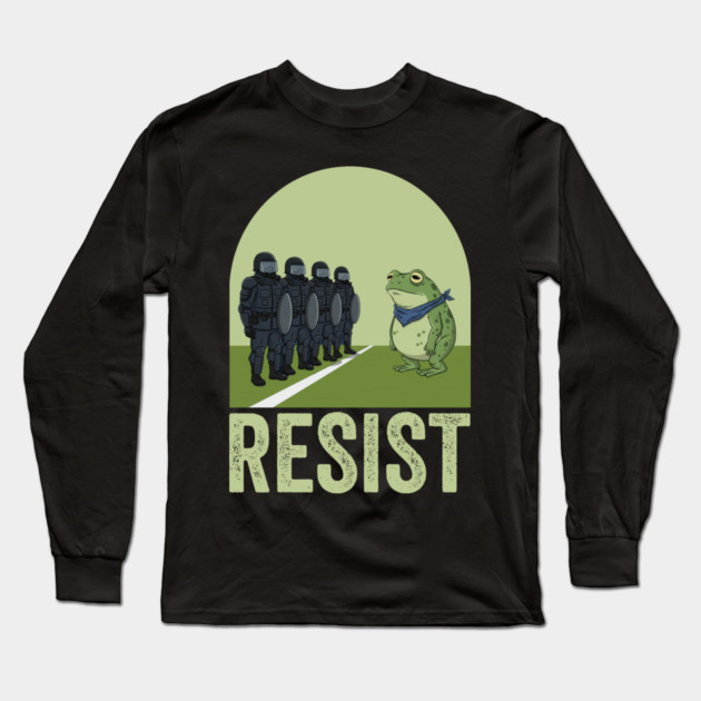 Resist Frog - Portland Protest Activist Vintage Poster Long Sleeve T-Shirt by ArtistTee ⭐⭐⭐⭐⭐