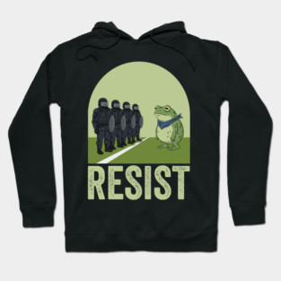 Resist Frog - Portland Protest Activist Vintage Poster Hoodie