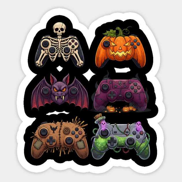 Halloween Monster Gaming Controller Grid Design Sticker by Designed By Marty