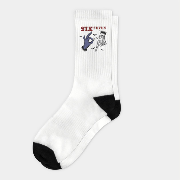 Six Seven Meme Design Socks by Designed By Marty