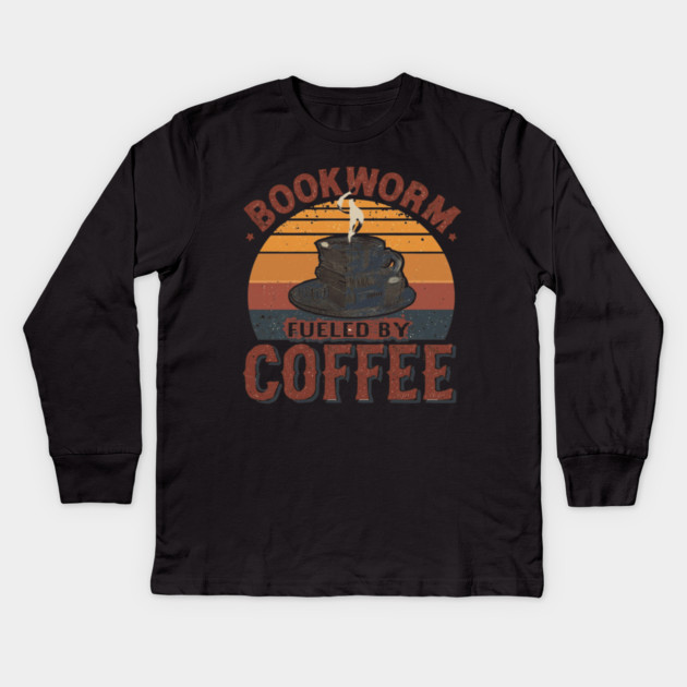 Bookworm Fueled by Coffee Kids Long Sleeve T-Shirt by SR8891