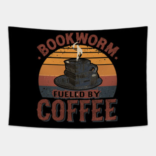 Bookworm Fueled by Coffee Tapestry