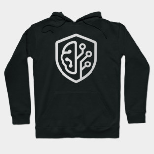 AI Shield Logo Black White - Cybersecurity Technology Icon Hoodie