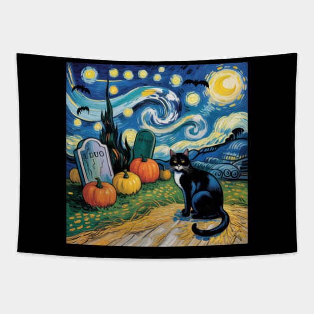 Halloween-Cat Tapestry by Creatifly Graphic Tees