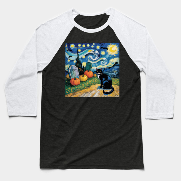 Halloween-Cat Baseball T-Shirt by Creatifly Graphic Tees