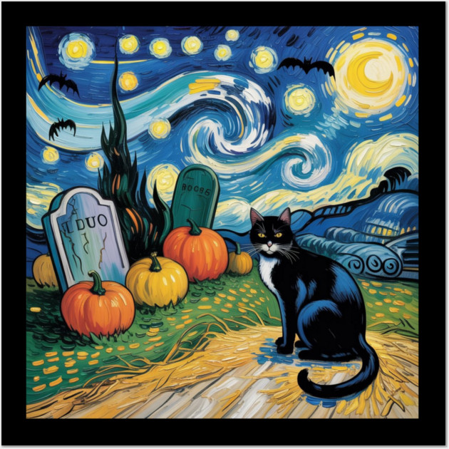 Halloween-Cat Wall Art by Creatifly Graphic Tees