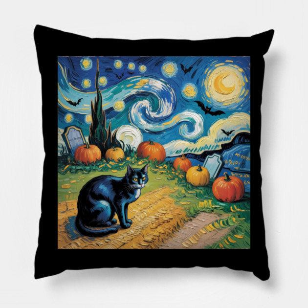 Halloween-Cat Pillow by Creatifly Graphic Tees