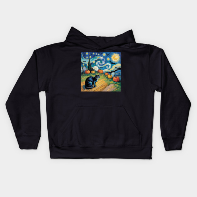 Halloween-Cat Kids Hoodie by Creatifly Graphic Tees
