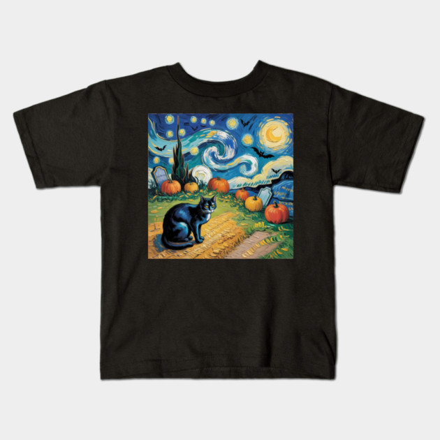 Halloween-Cat Kids T-Shirt by Creatifly Graphic Tees