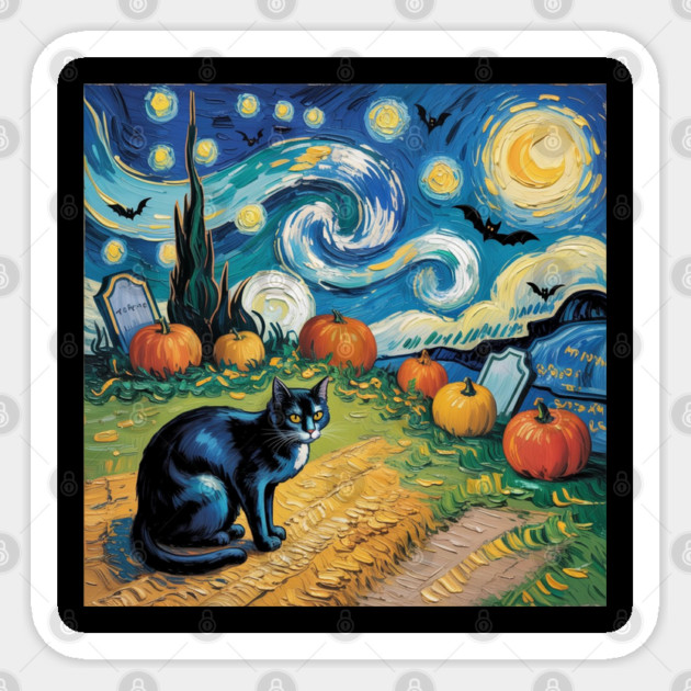 Halloween-Cat Sticker by Creatifly Graphic Tees