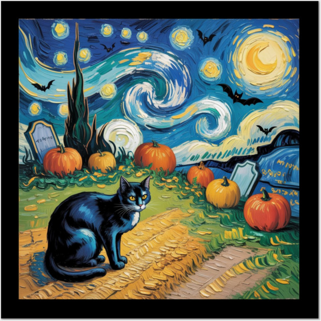 Halloween-Cat Wall Art by Creatifly Graphic Tees