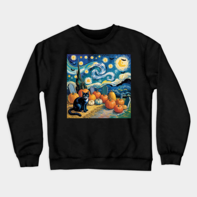 Halloween-Cat Crewneck Sweatshirt by Creatifly Graphic Tees