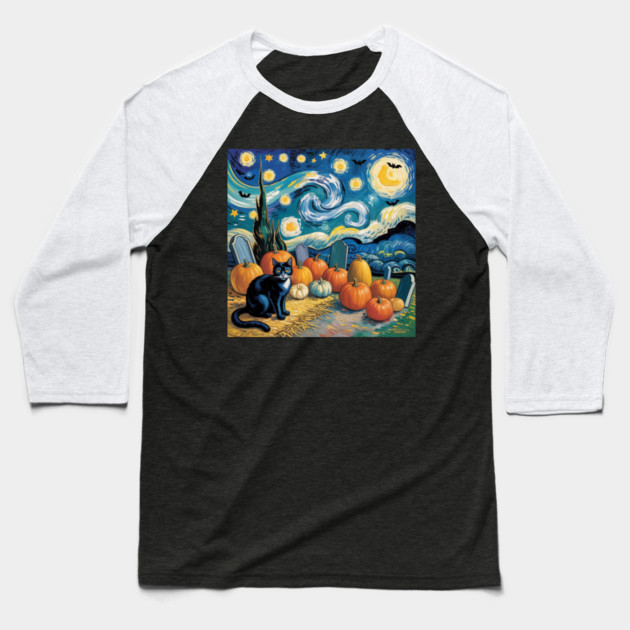 Halloween-Cat Baseball T-Shirt by Creatifly Graphic Tees
