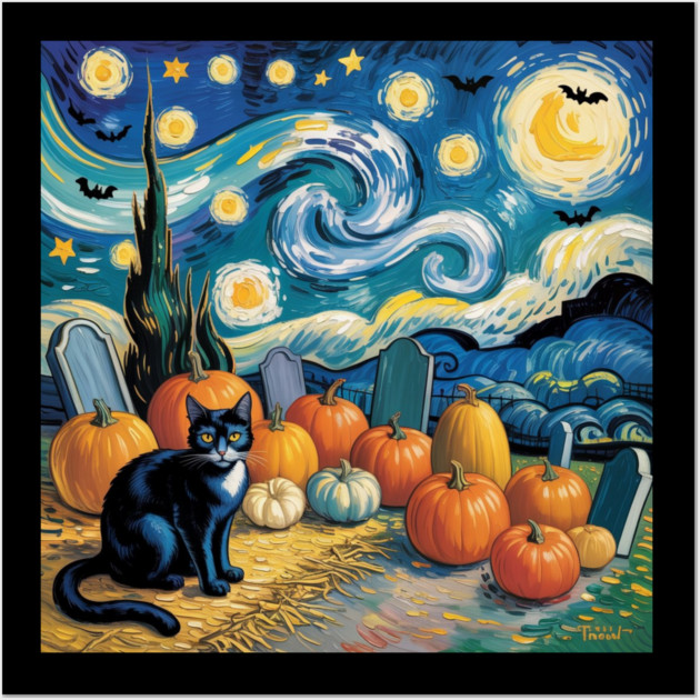 Halloween-Cat Wall Art by Creatifly Graphic Tees