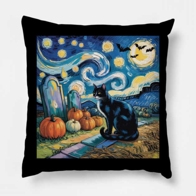 Halloween-Cat Pillow by Creatifly Graphic Tees