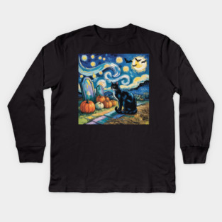 Halloween-Cat Kids Long Sleeve T-Shirt