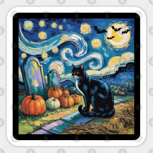 Halloween-Cat Sticker by Creatifly Graphic Tees