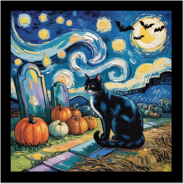 Halloween-Cat Wall Art by Creatifly Graphic Tees
