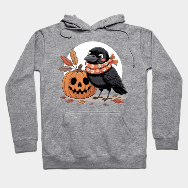 Crow and Pumpkin Hoodie by Creatifly Graphic Tees