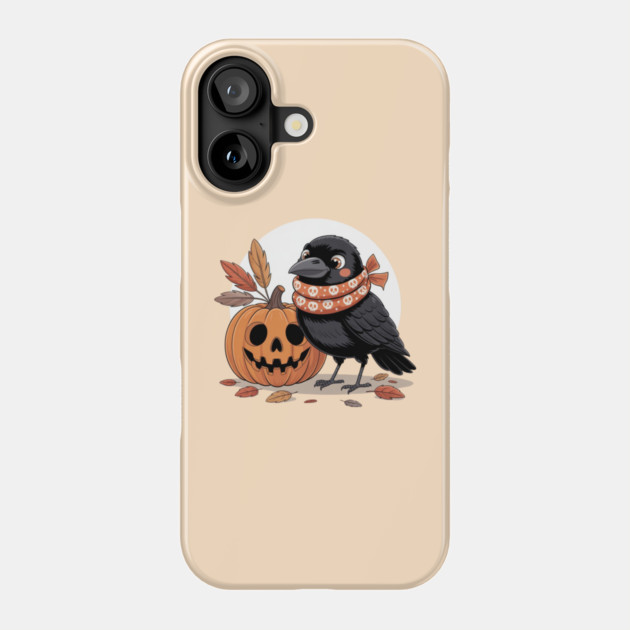 Crow and Pumpkin Phone Case by Creatifly Graphic Tees