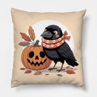 Crow and Pumpkin Pillow