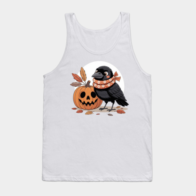 Crow and Pumpkin Tank Top by Creatifly Graphic Tees
