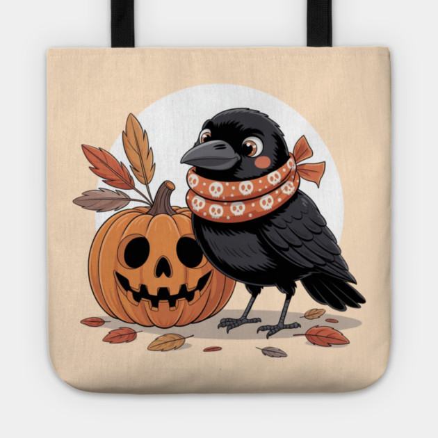 Crow and Pumpkin Tote by Creatifly Graphic Tees