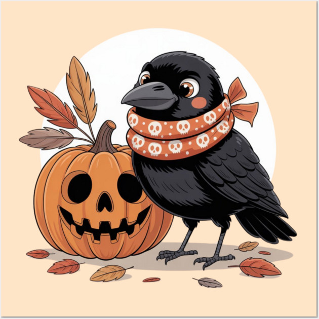 Crow and Pumpkin Wall Art by Creatifly Graphic Tees