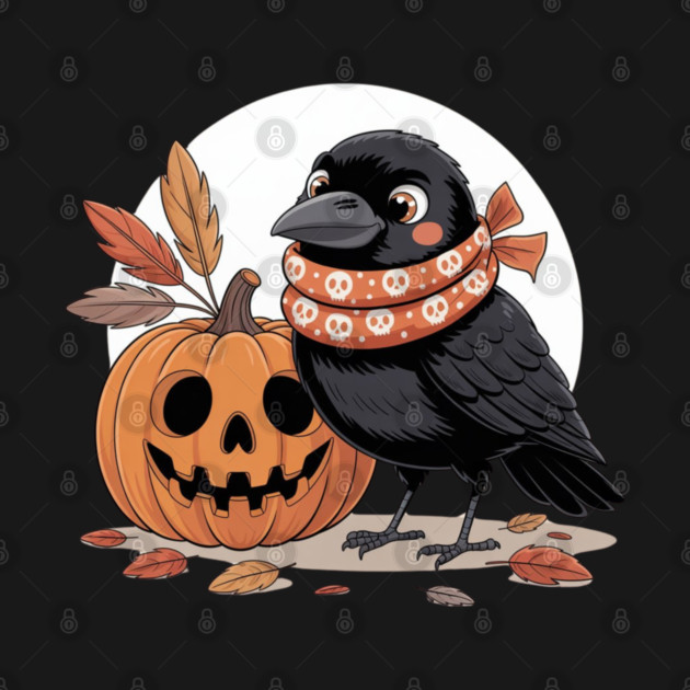 Crow and Pumpkin by Creatifly Graphic Tees