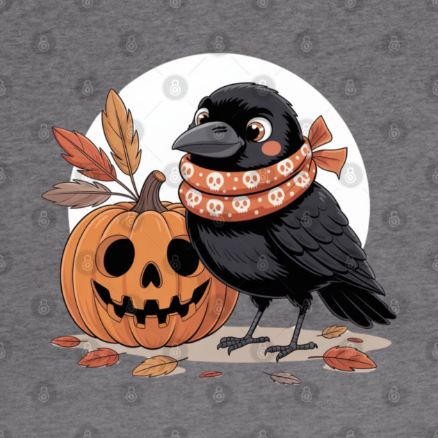 Crow and Pumpkin by Creatifly Graphic Tees