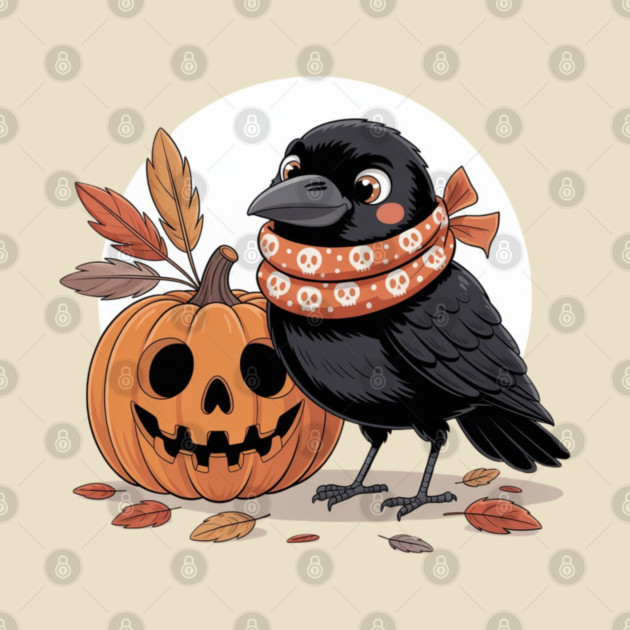 Crow and Pumpkin by Creatifly Graphic Tees