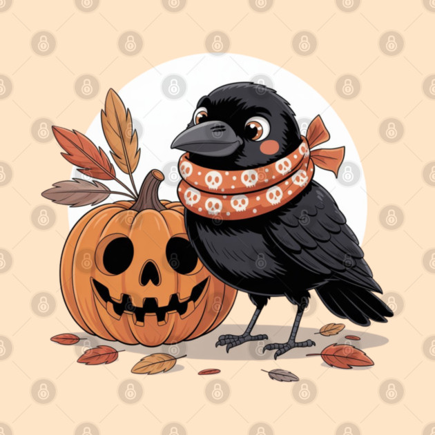 Crow and Pumpkin by Creatifly Graphic Tees