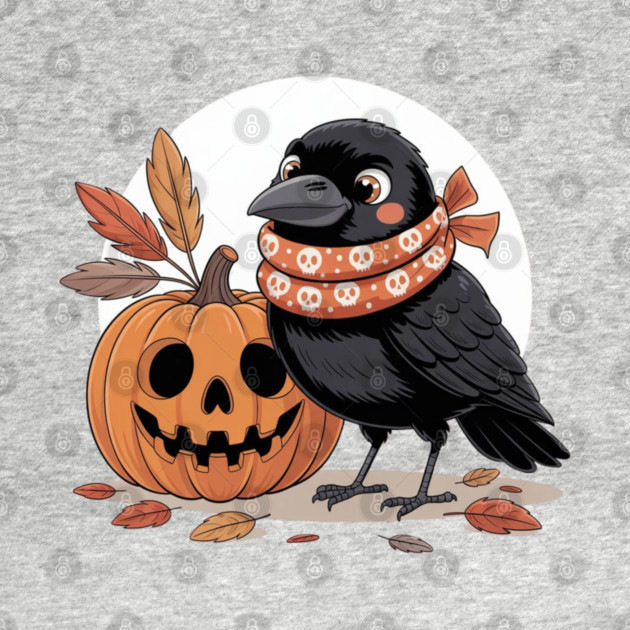 Crow and Pumpkin by Creatifly Graphic Tees