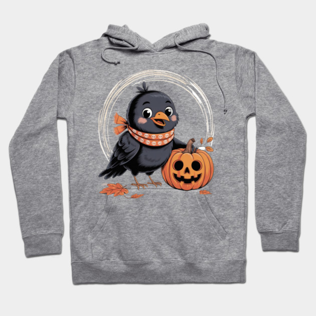Crow and Pumpkin Hoodie by Creatifly Graphic Tees