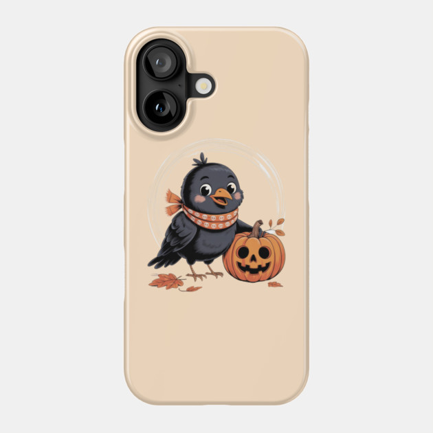 Crow and Pumpkin Phone Case by Creatifly Graphic Tees