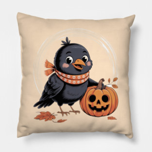 Crow and Pumpkin Pillow