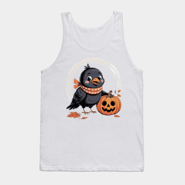 Crow and Pumpkin Tank Top by Creatifly Graphic Tees