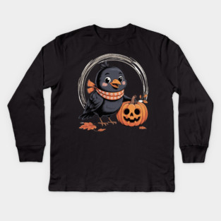 Crow and Pumpkin Kids Long Sleeve T-Shirt