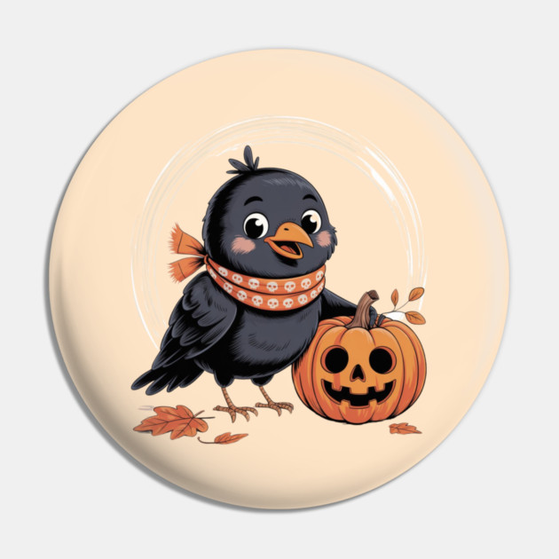 Crow and Pumpkin Pin by Creatifly Graphic Tees