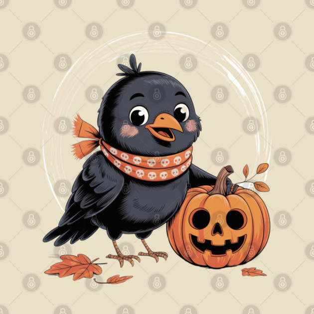 Crow and Pumpkin by Creatifly Graphic Tees