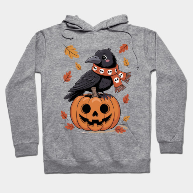 Crow and Pumpkin Hoodie by Creatifly Graphic Tees