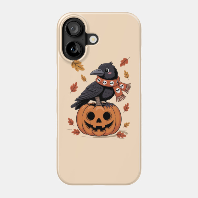 Crow and Pumpkin Phone Case by Creatifly Graphic Tees