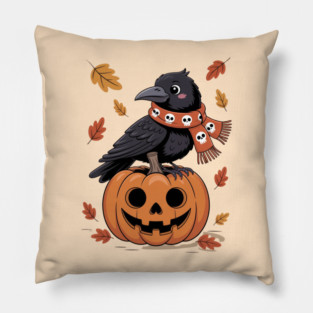Crow and Pumpkin Pillow
