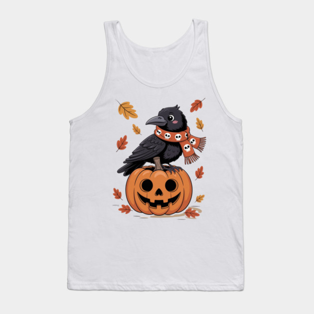 Crow and Pumpkin Tank Top by Creatifly Graphic Tees