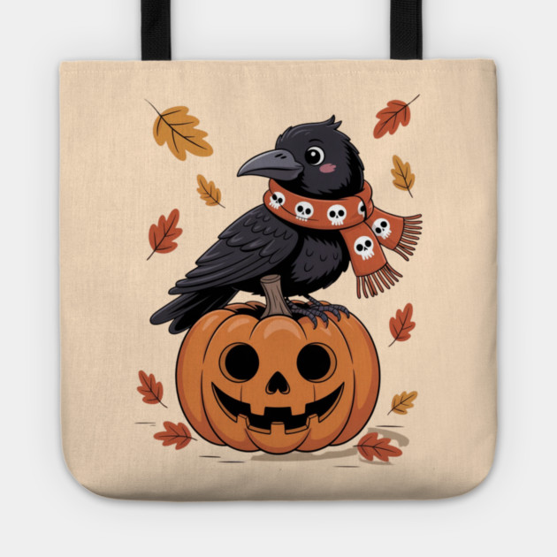 Crow and Pumpkin Tote by Creatifly Graphic Tees