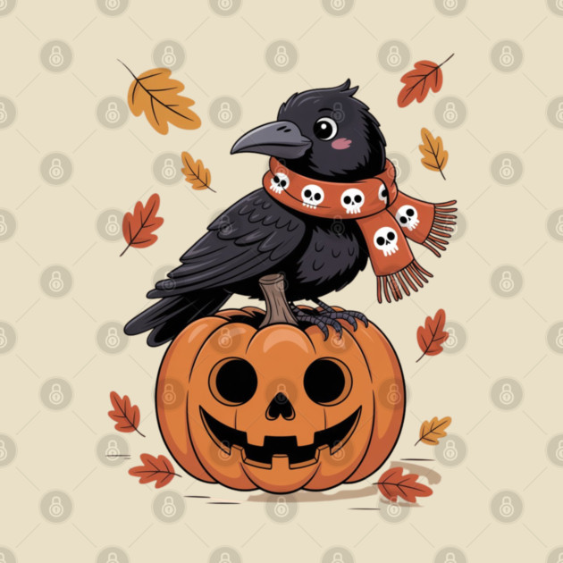 Crow and Pumpkin by Creatifly Graphic Tees