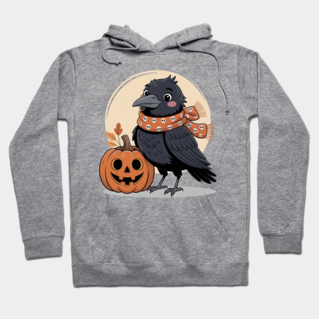 Crow and Pumpkin Hoodie by Creatifly Graphic Tees