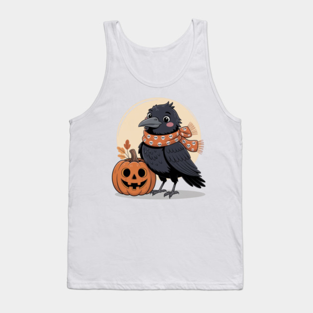 Crow and Pumpkin Tank Top by Creatifly Graphic Tees